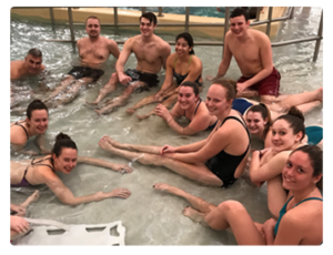 Westport Weston YMCA Lifeguard Certification students in pool at Bedford Family Center