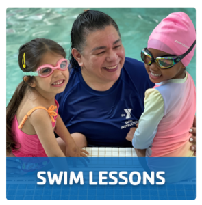Westport Weston YMCA children and swim instructor smiling